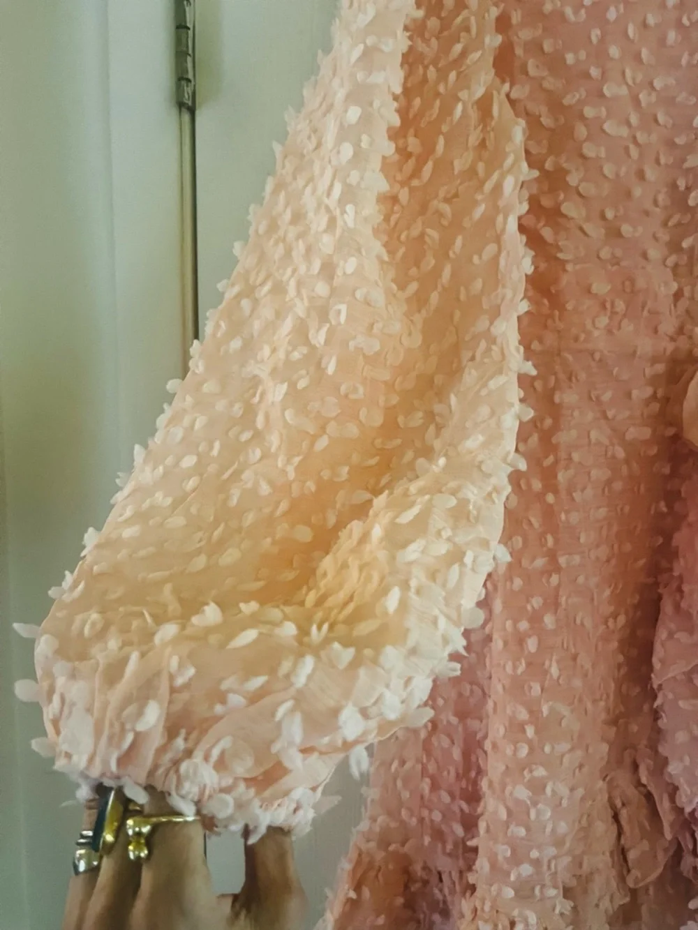 Milkmaid Fairycore Ethereal Chiffon Dainty Feminine Textured Ruffle Boho Dress L - Picture 2 of 10